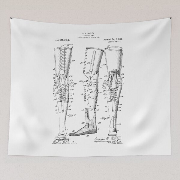 Item preview, Artificial Leg 1912 Patent , Prosthetic Limb Patent Artificial Limb, amputee patent designed and sold by anodyle.
