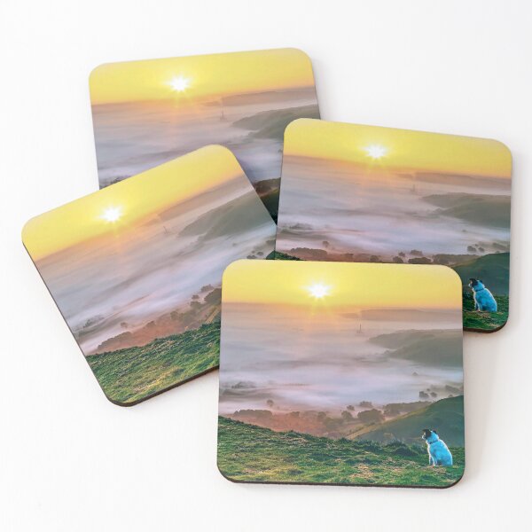 Item preview, A dog watching the sunrise on Mam Tor, Derbyshire, UK designed and sold by Itsgrimupnorth.