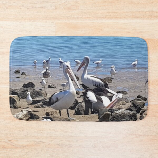 Item preview, Pelicans Hanging Around On The Foreshore designed and sold by sunnybandana.