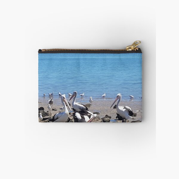 Item preview, Pelicans Hanging Around On The Foreshore designed and sold by sunnybandana.