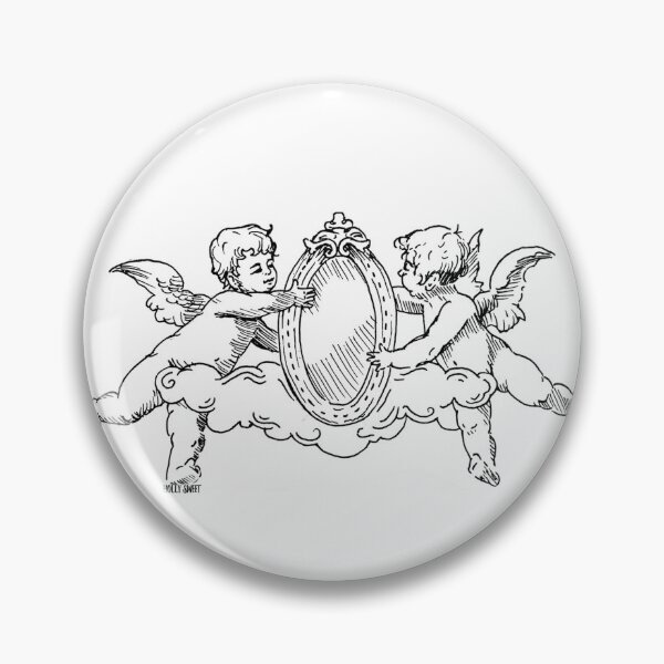 Item preview, Royalcore cupid cherubs ornate mirror ink design designed and sold by hollyisnotanart.