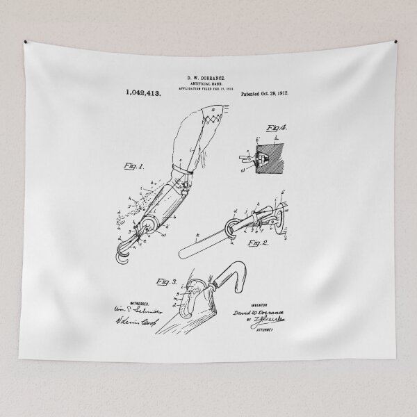 Item preview, Artificial hand 1912 Patent , Prosthetic hand Patent Artificial hand, Prosthetics Office Wall Art Print, Doctors Patent Illustration designed and sold by anodyle.