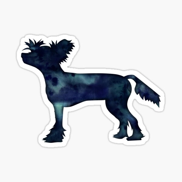Chinese Crested Black Watercolor Silhouette Sticker
