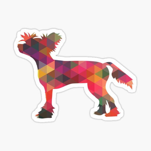 Chinese Crested Colorful Geometric Pattern Silhouette Multi Sticker