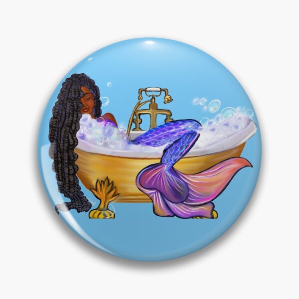 Item preview, Mermaid with braids relaxing in luxurious bubble bath having a moment of tranquility  ! designed and sold by Artonmytee.