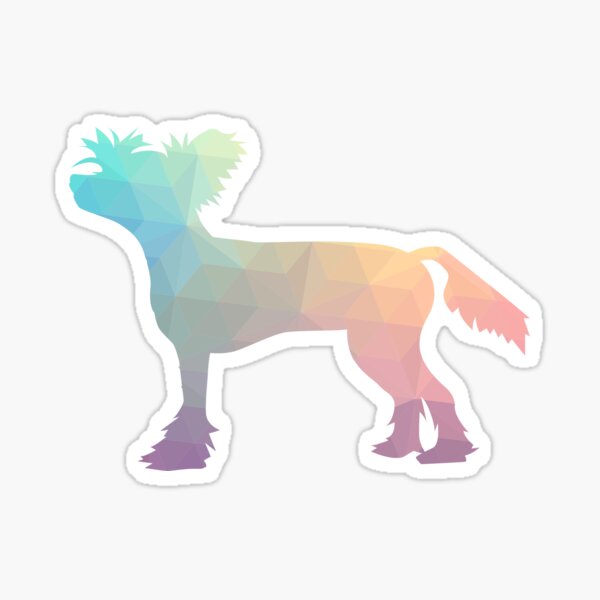 Chinese Crested Colorful Geometric Pattern Silhouette - Pastel Sticker