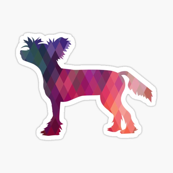 Chinese Crested Colorful Geometric Pattern Silhouette Pink Sticker