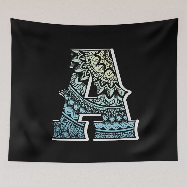 Item preview, Black and blue mandala in alphabet A designed and sold by Mandala & More.