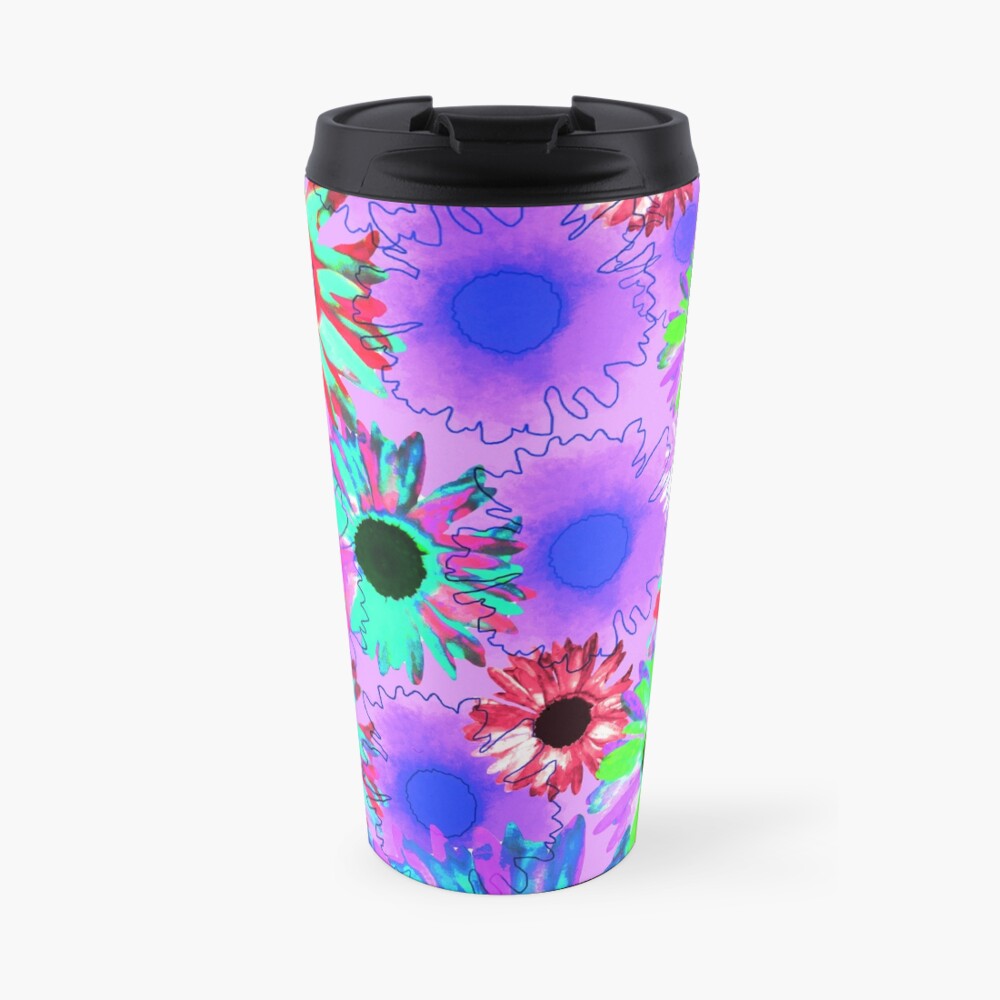 Wildflower Floral - Bright Mauve Travel Mug