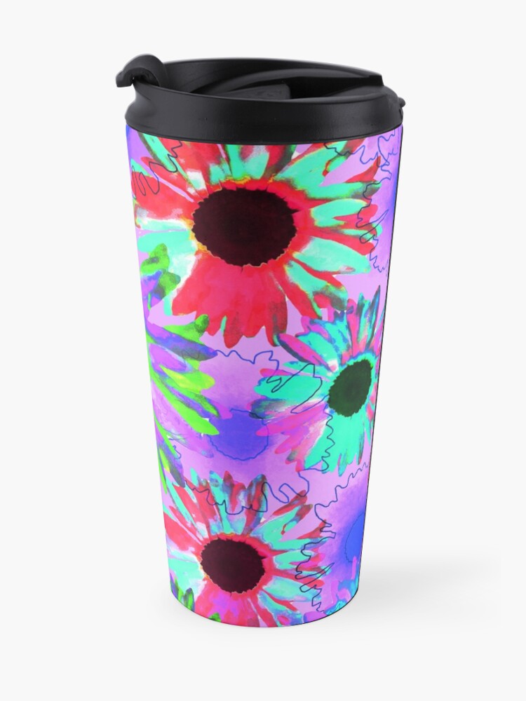 Alternate view of Wildflower Floral - Bright Mauve Travel Mug