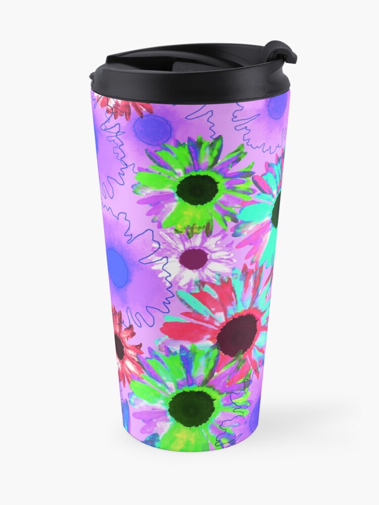 Alternate view of Wildflower Floral - Bright Mauve Travel Mug