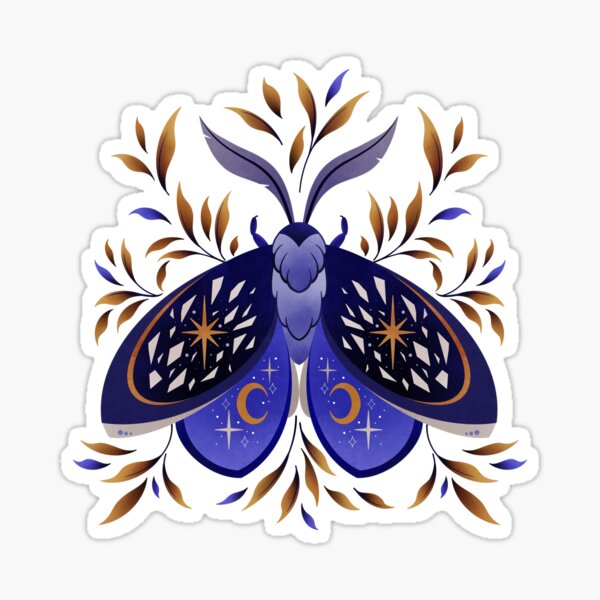 Sticker : New Beginnings; Luna Moth with Mushrooms – CherieSmittleArt