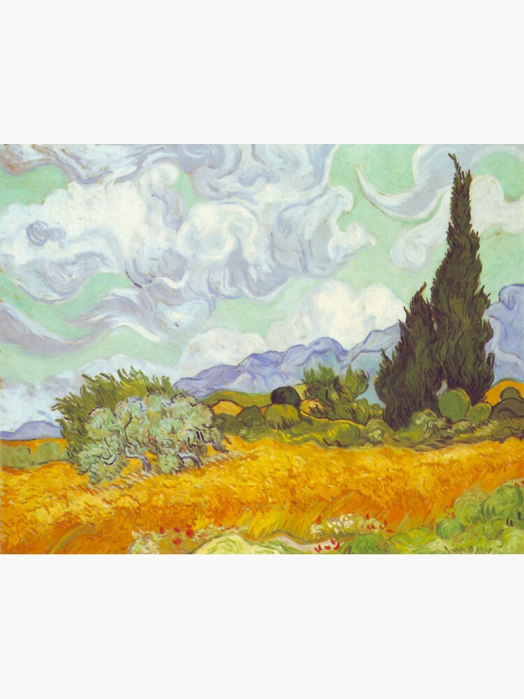 'Cornfield With Cypresses' by Vincent Van Gogh (Reproduction) by RozAbellera