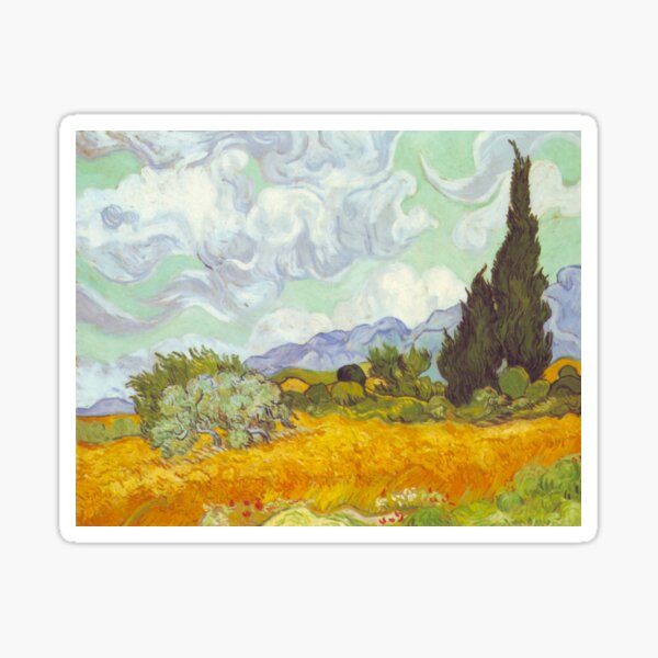 'Cornfield With Cypresses' by Vincent Van Gogh (Reproduction) Sticker