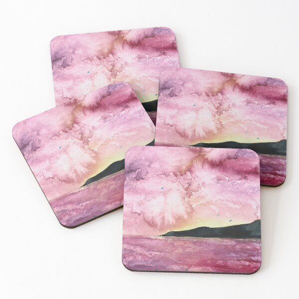 Item preview, Sunset silhouette watercolor  designed and sold by Artbylees.