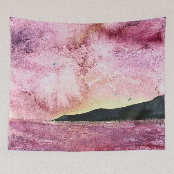 Item preview, Sunset silhouette watercolor  designed and sold by Artbylees.