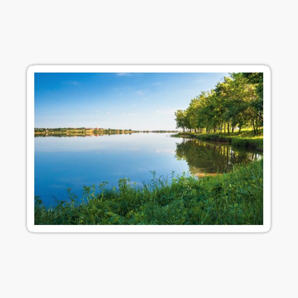 beautiful summer scenery near the lake Sticker