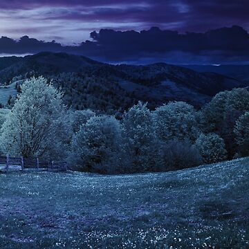 Artwork thumbnail, panorama of mountainous countryside at night by mike-pellinni
