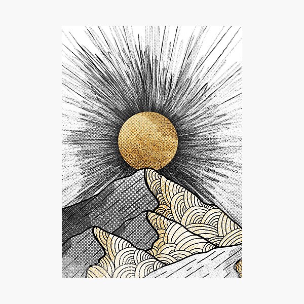 Golden sun peaks Photographic Print