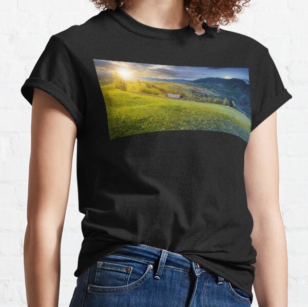 time change above the rural field in mountains Classic T-Shirt