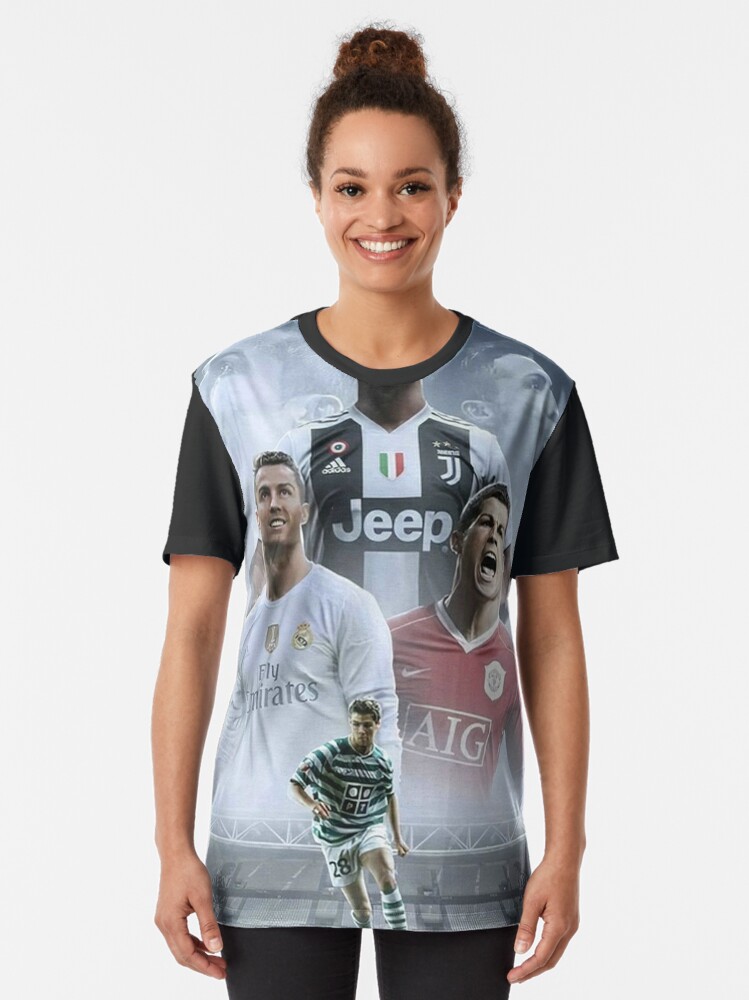 Cristiano Ronaldo at his current and former clubs' Graphic T-Shirt for Sale  by sonchezzz