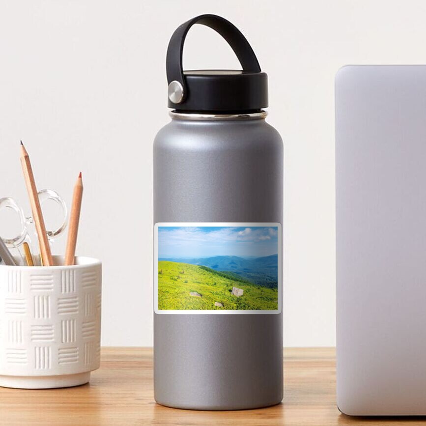 mountain landscape on summer morning Sticker