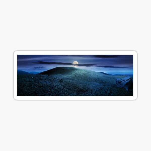 panorama with rock on the grassy hill in mountains Sticker