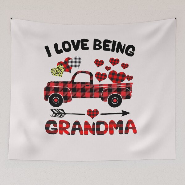 Item preview, I Love Being Grandma Red Plaid Truck Hearts Valentine's Day designed and sold by binly123.