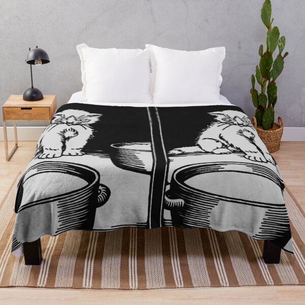 Item preview, The white kitten and the milk, black and white retro vintage designed and sold by aapshop.