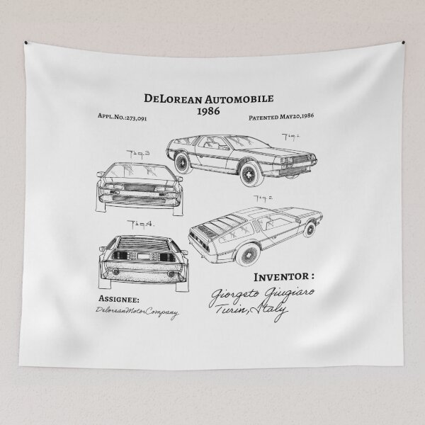 Item preview, DeLorean Automobile 1986 Patent Poster, DeLorean Car Patent illustration designed and sold by anodyle.