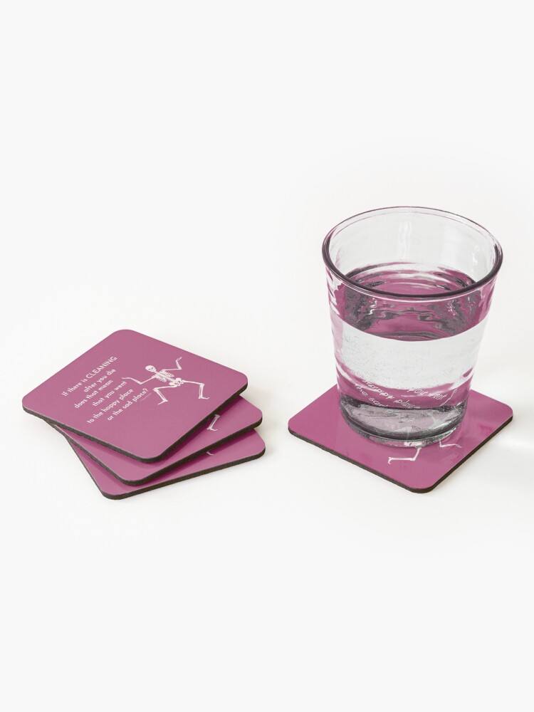 Thumbnail 2 of 5, Coasters (Set of 4), After You Die Skeleton Halloween Cleaning Humor designed and sold by SavvyCleaner.