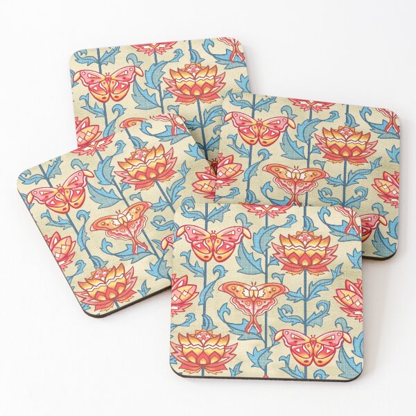 Item preview, Mid-Century Moth Damask On Gold designed and sold by TigaTiga.