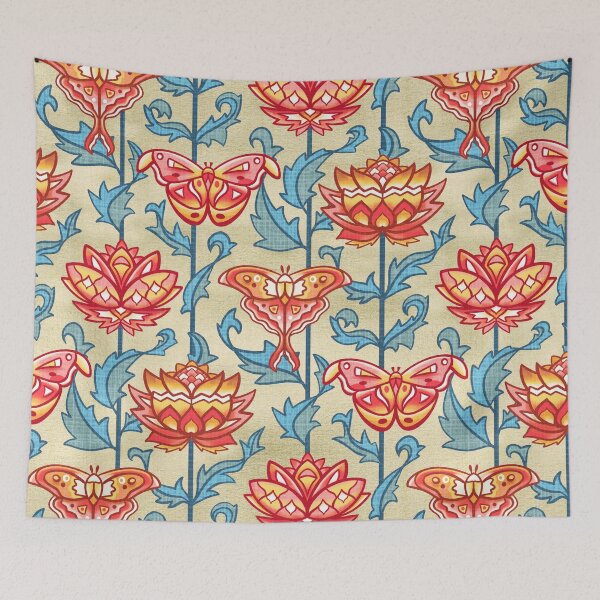 Item preview, Mid-Century Moth Damask On Gold designed and sold by TigaTiga.