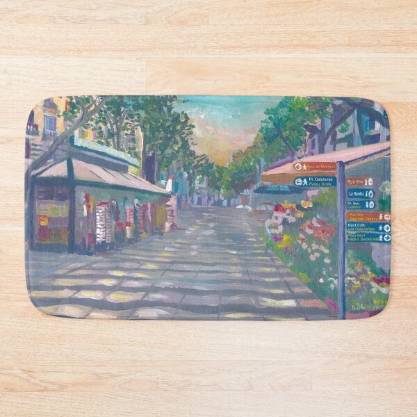 Item preview, Barcelona Rambla Street Scene With Signpost designed and sold by artshop77.