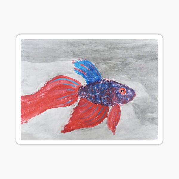 Red and Blue Vibrant Beta Fish Sticker