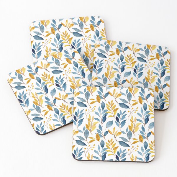 Item preview, Floral Watercolor Leaves, Yellow and Blue, Nature Pattern designed and sold by meggydesigns.