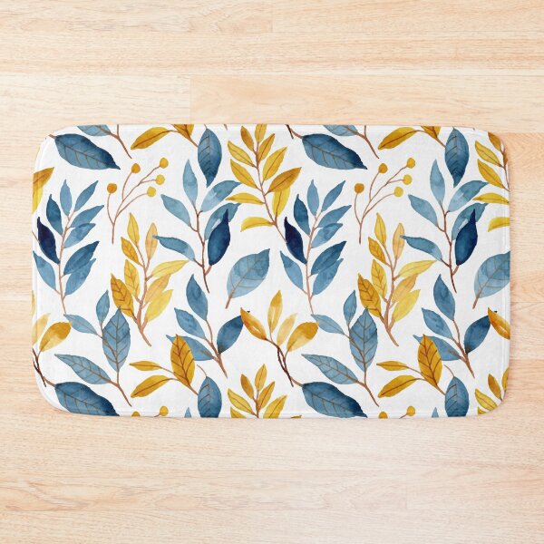 Item preview, Floral Watercolor Leaves, Yellow and Blue, Nature Pattern designed and sold by meggydesigns.