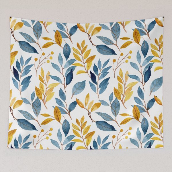 Item preview, Floral Watercolor Leaves, Yellow and Blue, Nature Pattern designed and sold by meggydesigns.