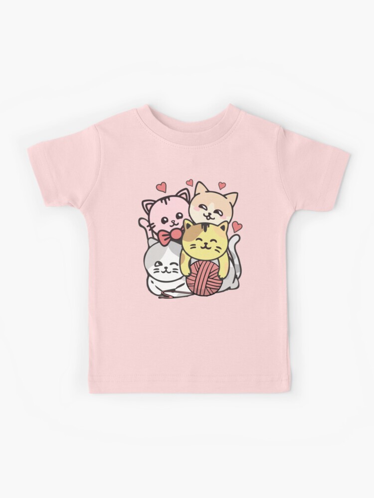 Cat Cats Pile Kawaii Cute Anime Kitten Playing With Yarn Ball Funny Gift  Kids T-Shirt for Sale by alenaz