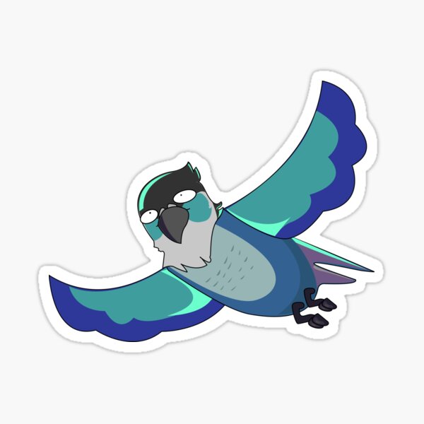 Jaiden animations green cute bird on a leaf, parrot watching you funny   Sticker for Sale by SGS