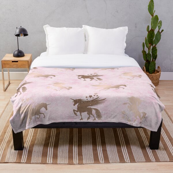 Item preview, Gold Unicorns on Pink Background Pattern designed and sold by AMS-ART.