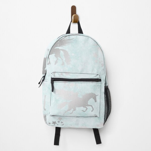 Item preview, Silver Unicorns on Blue Background Pattern designed and sold by AMS-ART.