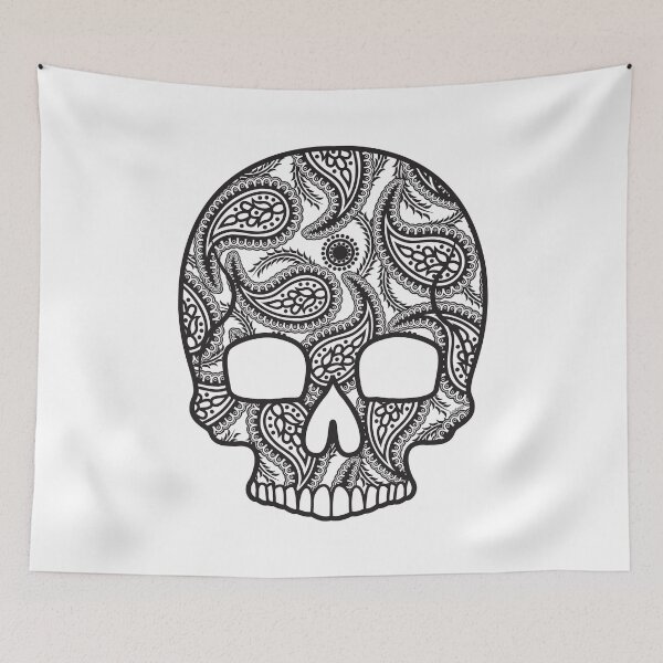 Item preview, Invert Paisley Sugar Skull Floral Design Day of the Dead Dia De Los Muertos Mardi Gras Sugar Skull designed and sold by OopteesLydia.