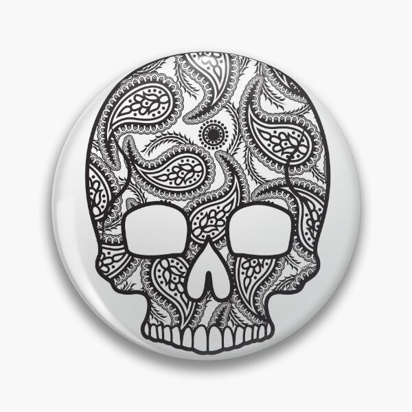 Artikelvorschau, Umgekehrter Paisley-Zuckerschädel, Blumenmuster, Tag der Toten, Dia de Los Muertos, Mardi Gras, Zuckerschädel (m) entworfen und verkauft von OopteesLydia.