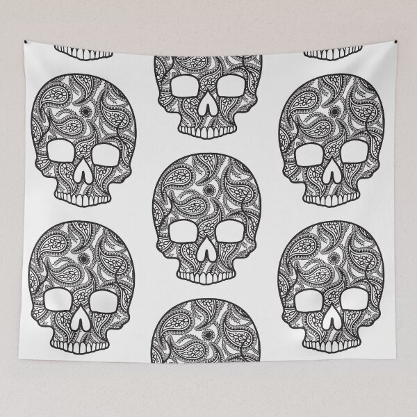 Item preview, Invert Paisley Sugar Skull Floral Design Day of the Dead Dia De Los Muertos Mardi Gras Sugar Skull (m) designed and sold by OopteesLydia.