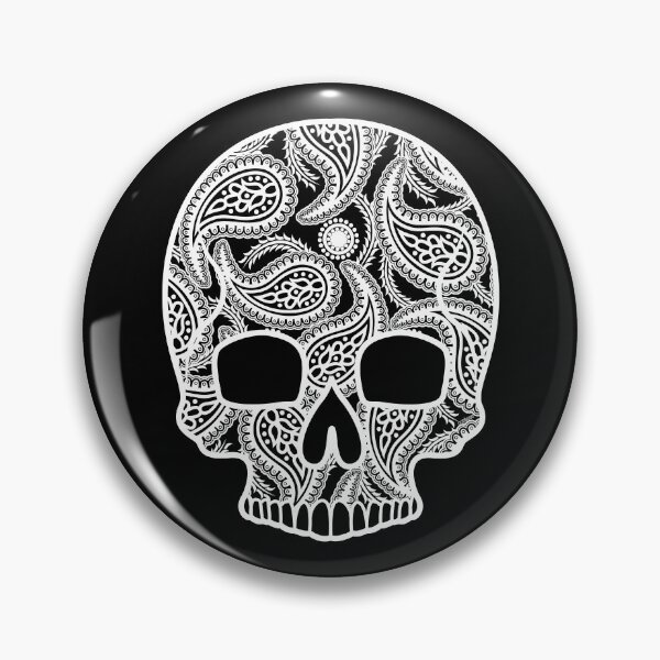 Artikelvorschau, Umgekehrter Paisley-Zuckerschädel-weißer Blumenmuster-Tag des toten Dia De Los Muertos-Karneval-Zuckerschädels entworfen und verkauft von OopteesLydia.