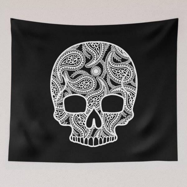 Item preview, Invert Paisley Sugar Skull White Floral Design Day of the Dead Dia De Los Muertos Mardi Gras Sugar Skull designed and sold by OopteesLydia.