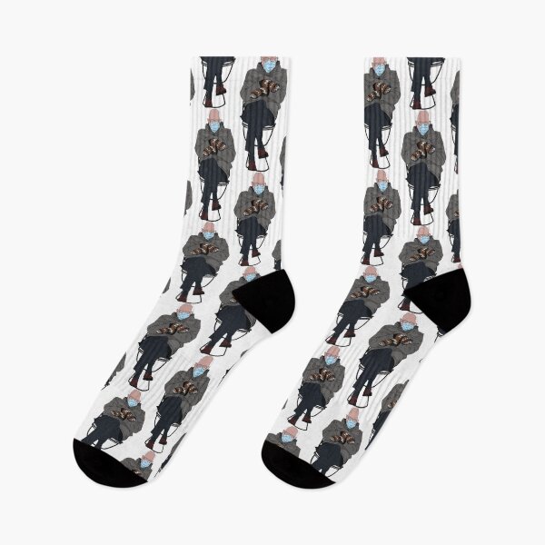 Item preview, Bernie Sanders sitting on the toilet bowl in mittens designed and sold by Fibanacci.