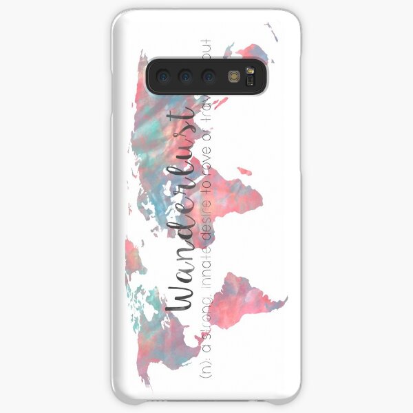 Wanderlust Definition Teal and Pink watercolor map Samsung Galaxy Snap Case
