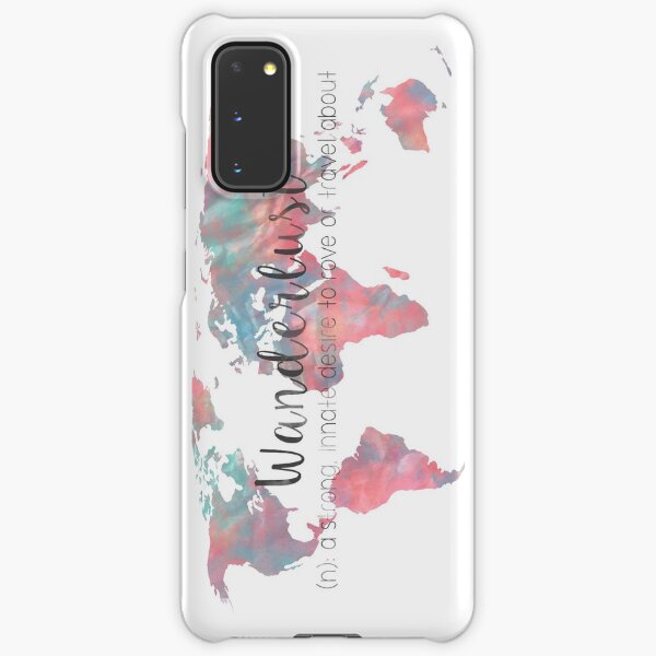 Wanderlust Definition Teal and Pink watercolor map Samsung Galaxy Snap Case